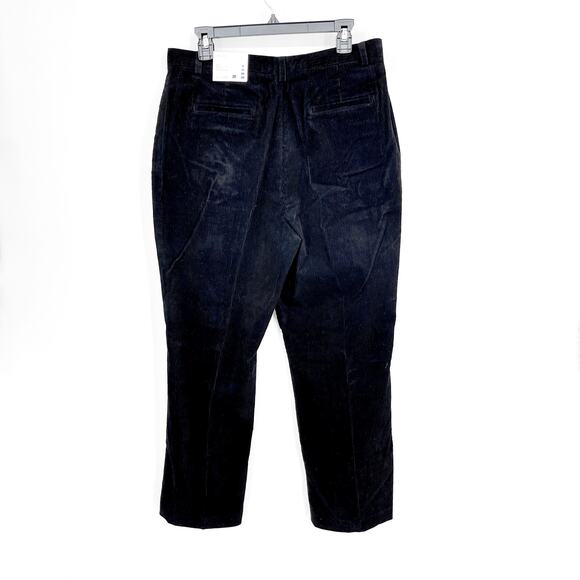 Lands' End NEW Pleated Straight Corduroy Pants Womens Sz 14 Deep Black High Rise - Picture 4 of 7